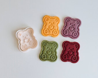 Bear Cookie Cutter - Animal Cookie Cutter Stamp Set | Love Heart Teddy Bear Cookie Cutter | 3D Printed