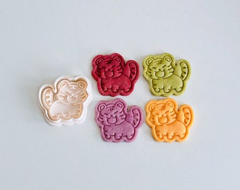 Cortador de galletas de tigre / Juego de sellos para cortadores de galletas de animales / Cortador de galletas con formas creativas / Regalos para hornear impresos en 3D