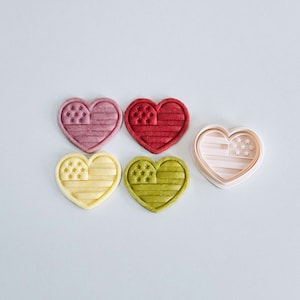 USA Flag Heart Cookie Cutter | 4th of July Cookie Cutter Stamp Set | Patriotic Star Heart Cookie Cutter | 3D Printed