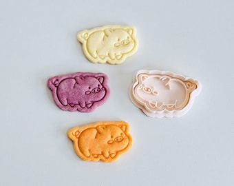 Pig Cookie Cutter | Animal Cookie Cutter Stamp Set | Creative Shapes Cookie Cutter | 3D Printed Baking Gifts