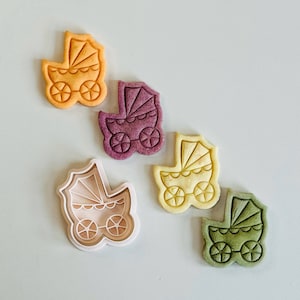 Baby Stroller Cookie Cutter | Baby Shower Cookie Cutter Stamp Set | Newborn Cookie Cutter | 3D Printed