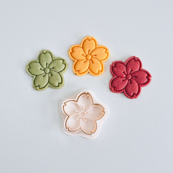 Sakura Flower Cookie Cutter | Cherry Blossom Cookie Cutter Stamp Set | Spring Floral Cookie Cutter | 3D Printed