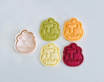 Honey Pot Cookie Cutter | Spring Honey Pot with Text Cookie Cutter Stamp Set | Honey Jar Fondant Molds | 3D Printed