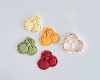 Cherry Cookie Cutter | Spring Cookie Cutter Stamp Set | Double Cherry Cookie Cutter | 3D Printed