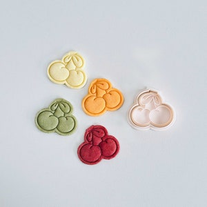 Cherry Cookie Cutter | Spring Cookie Cutter Stamp Set | Double Cherry Cookie Cutter | 3D Printed