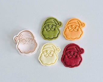 Santa Cookie Cutter | Christmas Santa Claus Cookie Cutter Stamp Set | Classic Santa Fondant Molds | 3D Printed