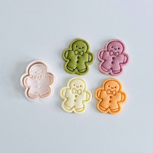 Gingerbread Man Cookie Cutter | Christmas Cookie Cutter Stamp Set | Gingerbread Man Fondant Molds | 3D Printed