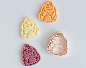 School Backpack Cookie Cutter | Chubby Backpack Cookie Cutter Stamp Set | Back to School Cookie Cutter | 3D Printed