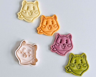 Dog Cookie Cutter | Animal Cookie Cutter Stamp Set | Shiba Inu Dog Cookie Cutter | 3D Printed