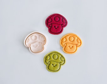 Smiley Face Mushroom Cookie Cutter | Spring Cookie Cutter Stamp Set | Mushroom Fondant Molds | 3D Printed