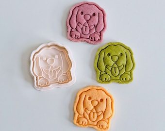 Dog Cookie Cutter | Golden Retriever Cookie Cutter Stamp Set | Puppy Fondant Molds | 3D Printed