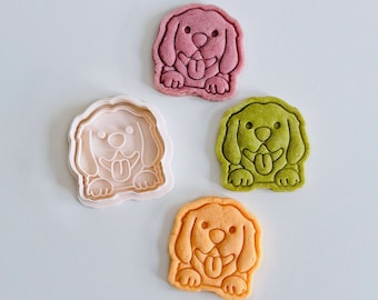 Dog Cookie Cutter | Golden Retriever Cookie Cutter Stamp Set | Puppy Fondant Molds | 3D Printed