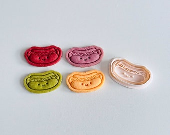 Hot Dog Cookie Cutter | Food Cookie Cutter Stamp Set | Smiley Hot Dog Cookie Cutter | 3D Printed