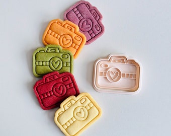 Camera Cookie Cutter | Groovy Cookie Cutter Stamp Set | Love Heart Camera Lens Fondant Molds | 3D Printed