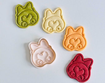 Dog Cookie Cutter | Corgi Cookie Cutter Stamp Set | Corgi Butt Fondant Molds | 3D Printed