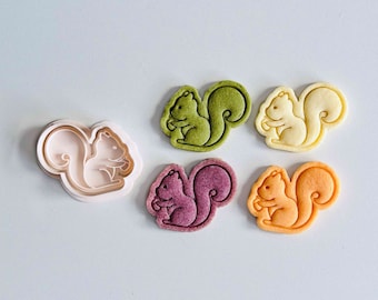 Squirrel Cookie Cutter | Fall Animals Cookie Cutter Stamp Set | Squirrel Fondant Molds | 3D Printed