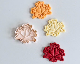 Maple Leaf Cookie Cutter | Fall Theme Cookie Cutter Stamp Set | Leaf Fondant Molds | 3D Printed
