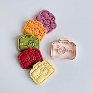 Camera Cookie Cutter | Groovy Cookie Cutter Stamp Set | Love Heart Camera Lens Fondant Molds | 3D Printed