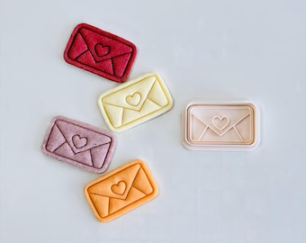 Love Letter Cookie Cutter | Valentine's Day Cookie Cutter Stamp Set | Love Heart Letter Fondant Molds | 3D Printed