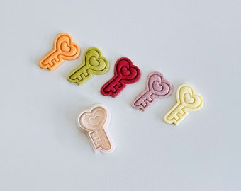 Key Cookie Cutter | Valentine's Day Cookie Cutter Stamp Set | Love Heart Key Fondant Molds | 3D Printed
