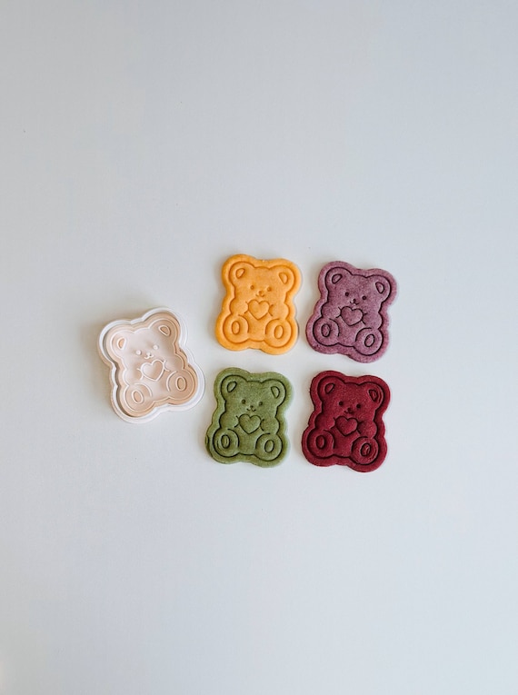 Bear Cookie Cutter - Animal Cookie Cutter Stamp Set | Love Heart Teddy Bear Cookie Cutter | 3D Printed