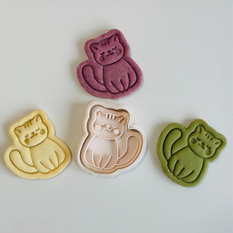 Kakform för kattunge | 3D-tryckt djurstämpelset bild 1