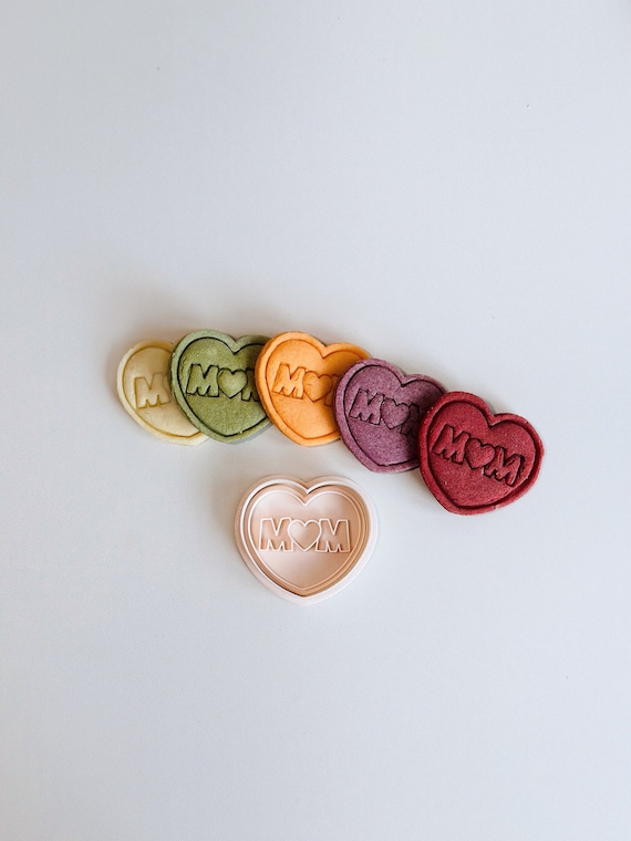 Mom Cookie Cuter | Mother's Day Cookie Cutter Stamp Set | Love Heart Mom Lettered Cookie Cutter | 3D Printed Baking Gifts for Mom