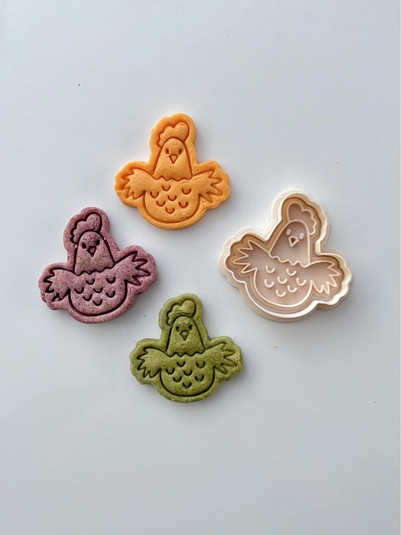 Chick Cookie Cutter - Happy Chicken Cookie Stamp Set | 3D Printed | Animal Cookie Cutter