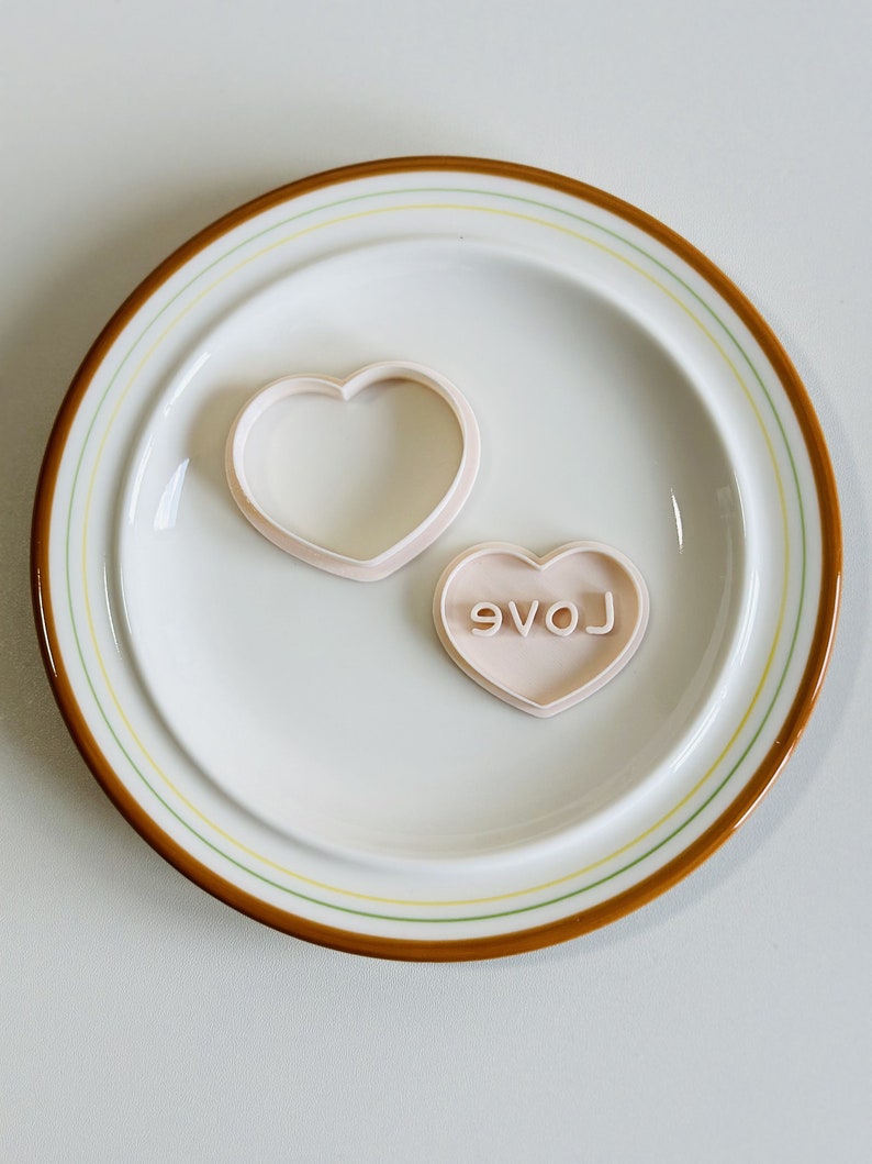 Kärlekskakform | Stämpelset för kakformar med hjärtan till alla hjärtans dag | Fondantformar med kärlekshjärta och text | 3D-utskrivna bild 5