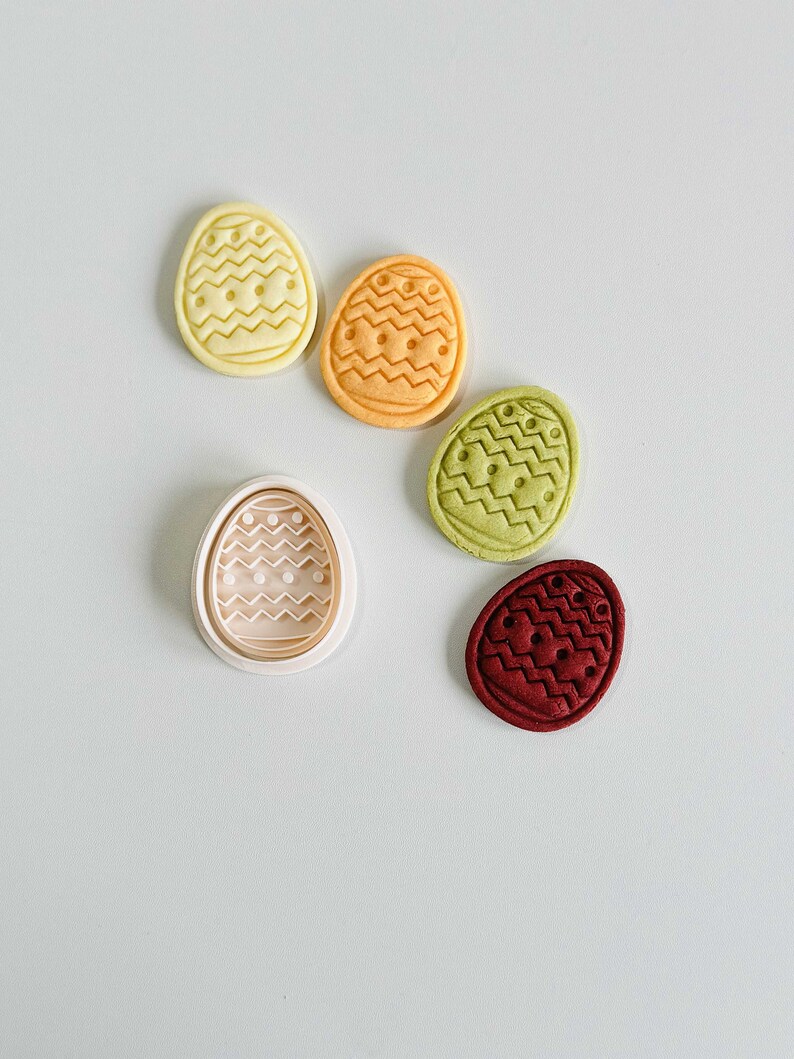 Easter Egg Cookie Cutter Floral, Heart, and Line Eggs Cookie Cutter Stamp Set 2024 Easter Egg Fondant Molds 3D Printed Line Egg