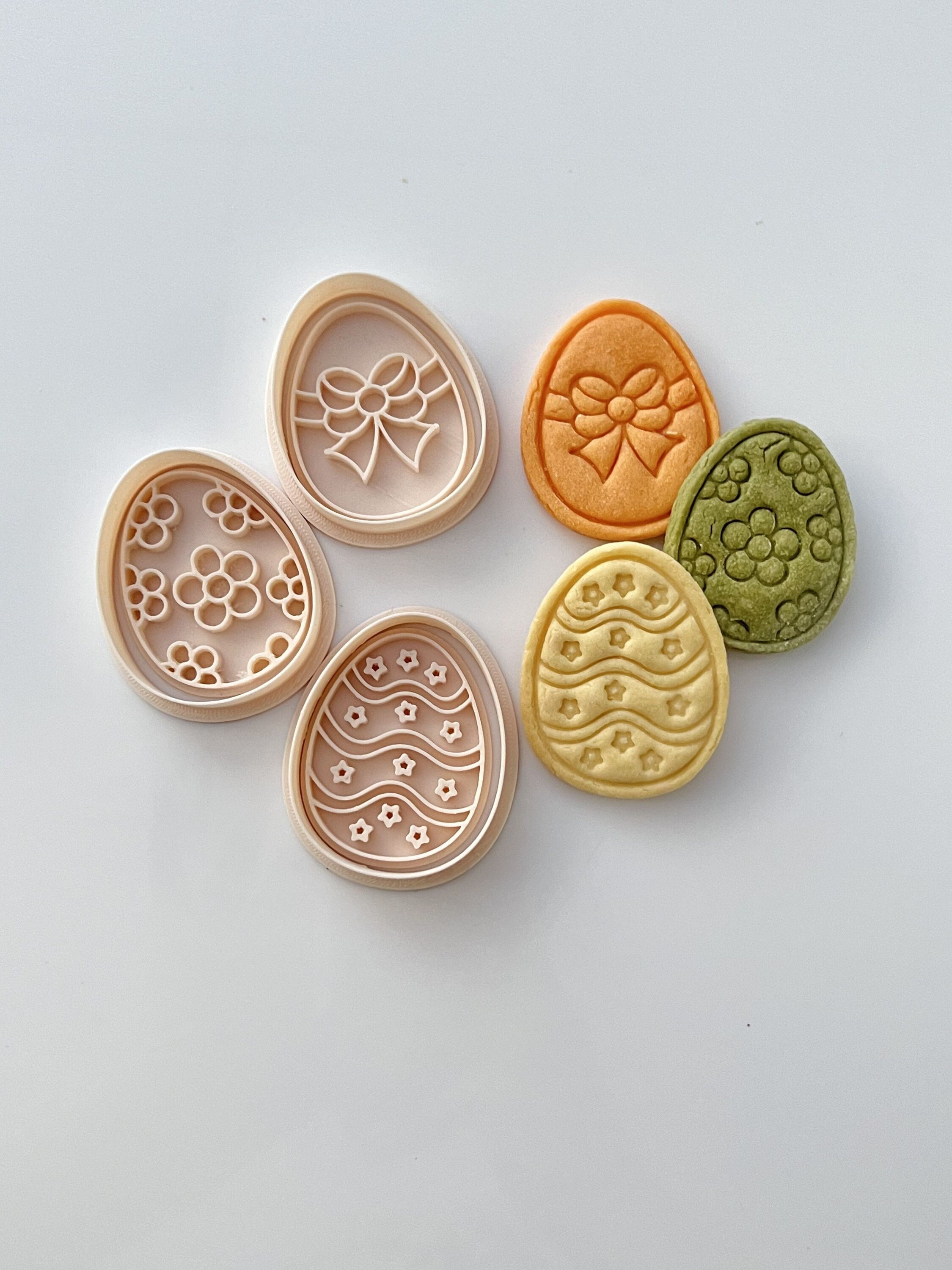 Easter Egg Cookie Cutter | Boho Flower, Knot, and Star Cookie Cutter Stamp Set | 3D Printed
