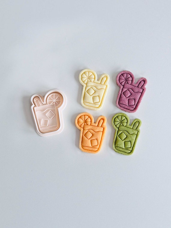 Cocktail Cookie Cutter | Summer Cookie Cutter Stamp Set | Tropical Drinks Cookie Cutter | 3D Printed