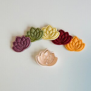 Lotus Flower Cookie Cutter - Spring Floral Cookie Cutter Stamp Set | Boho Flower Fondant Molds | 3D Printed image 3