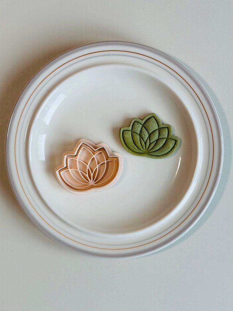 Lotus Flower Cookie Cutter - Spring Floral Cookie Cutter Stamp Set | Boho Flower Fondant Molds | 3D Printed image 5