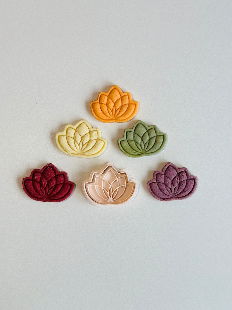 Lotus Flower Cookie Cutter - Spring Floral Cookie Cutter Stamp Set | Boho Flower Fondant Molds | 3D Printed image 4
