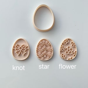 Easter Egg Cookie Cutter Boho Flower, Knot, and Star Cookie Cutter Stamp Set 3D Printed image 8