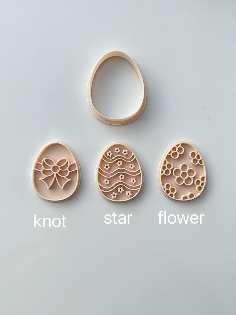 Easter Egg Cookie Cutter Boho Flower, Knot, and Star Cookie Cutter Stamp Set 3D Printed image 8