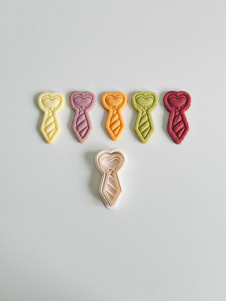 Tie Cookie Cutter Father's Day Cookie Cutter Stamp Set Baking Gifts for Dad 3D Printed image 2