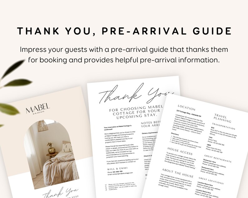 Airbnb Thank You for Booking Letter Prearrival Checkin Details