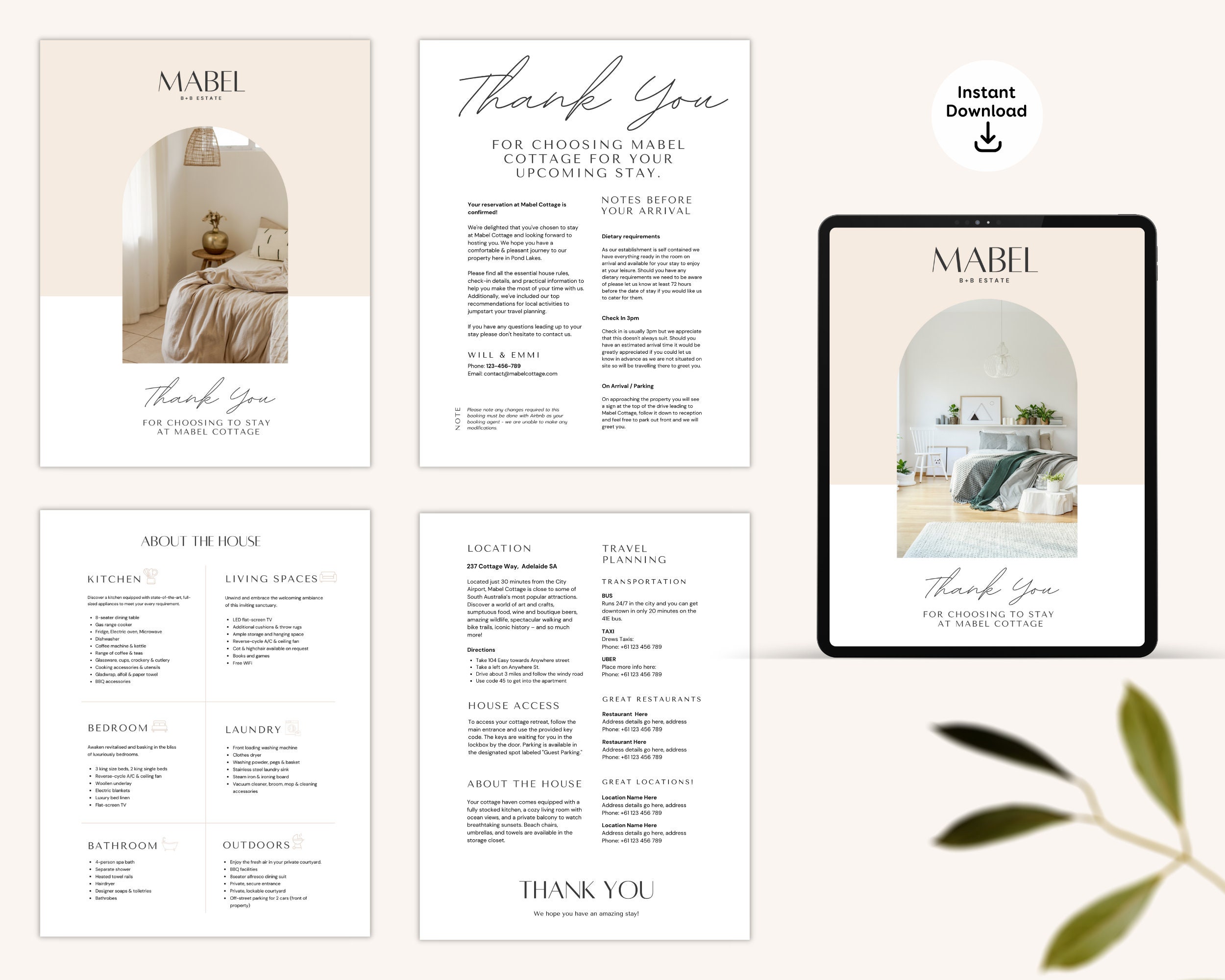Modern Airbnb Letter Template, Letter Vrbo, Thank You