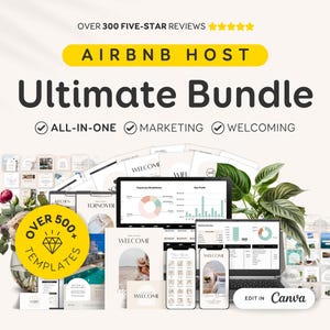 Airbnb Host Template Bundle Airbnb Brochure Airbnb Welcome Book Sign Bundle, Airbnb Thank You, Vacation Rental Welcome Guide VRBO Canva EG2