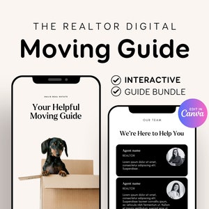Moving Guide Template Real Estate Relocation Guide Digital, Text Message Agent Realtor Textable Cards Welcome New Client Canva RE1
