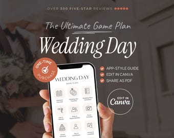 Wedding Day Game Plan | Mobile APP-Like Planner Timeline Template | Itinerary, Day Of Coordinator, Checklists (Digital Download)