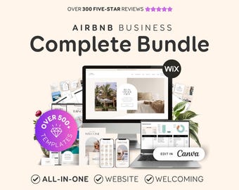 Airbnb Hosting Bundle: Welcome Books, Signs, Website, Checklists, Spreadsheets & Marketing - Editable Canva Templates - EG2