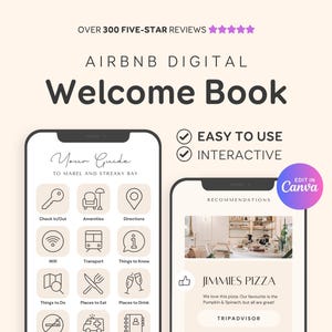 Airbnb Welcome Book Template: Editable Digital Guest Guide for Rentals EG2