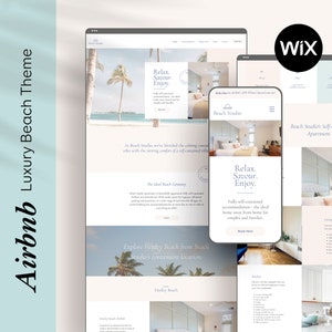 Airbnb Booking Website Template Premium Wix Theme Short Term Vacation Rental STR Vrbo Book Now Modern Luxury Beach Real Estate Editable BC1
