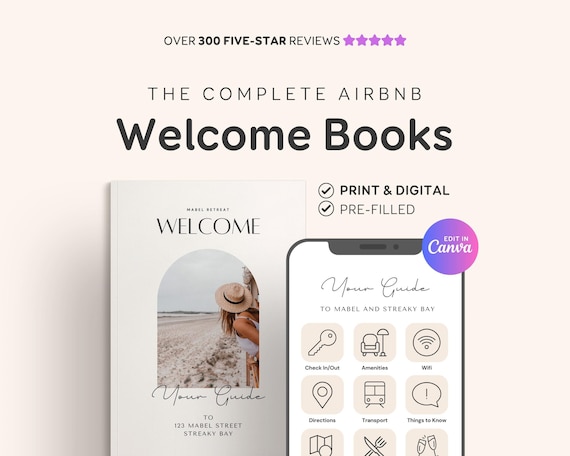 Airbnb Welcome Book Template Canva Host Bundle Kit Welcome Pack, Airbnb Digital Welcome Guide & Airbnb Printable Guidebook House Manual EG2