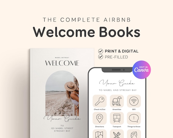 Airbnb Welcome Book Template Canva Host Bundle Kit Welcome Pack, Airbnb Digital Welcome Guide & Airbnb Printable Guidebook House Manual EG2