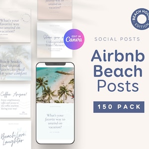 Modèle Airbnb social Beach House Instagram, Modèle Canva pour publications sur les réseaux sociaux, Hôte Airbnb, Location courte durée, Location saisonnière, Vrbo BC1
