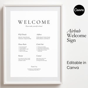 Plakat z przybyciem gości | Znak Airbnb | Lista rzeczy do sprawdzenia | Edytowalny szablon Airbnb | Zasady domu | Znak powitalny Airbnb - Spark SBS02